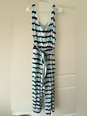 K. Jordan Mint, White & Navy Striped Sleeveless Jumpsuit
